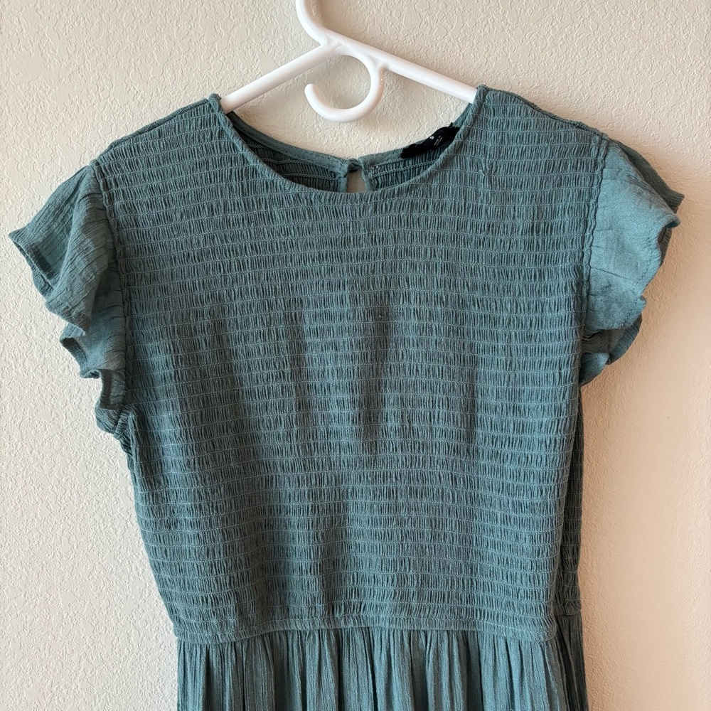 Teal Ruffle Sleeve Midi Dress - Small